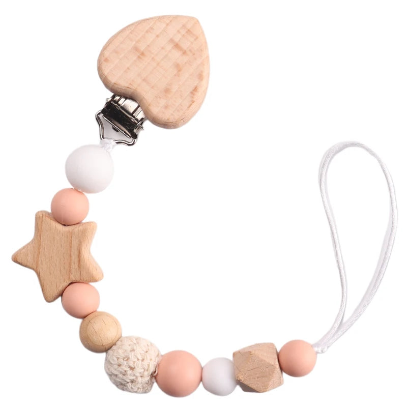 Wood & Silicone Pacifier Chain — 26cm
