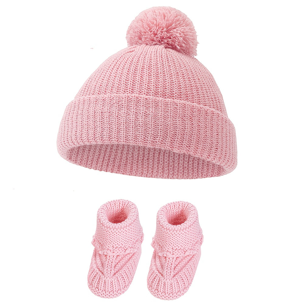 🎄 2pcs Christmas Baby Turban Hats & Crochet Socks Set
