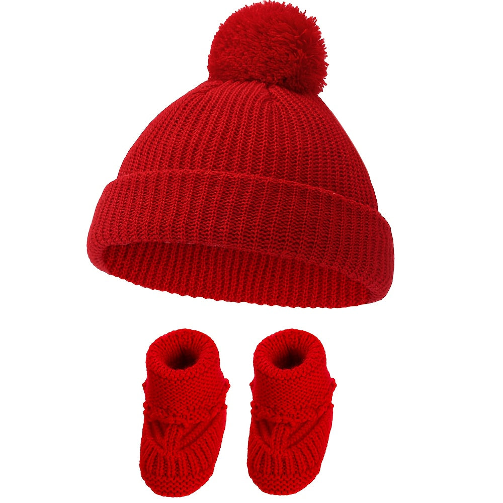 🎄 2pcs Christmas Baby Turban Hats & Crochet Socks Set