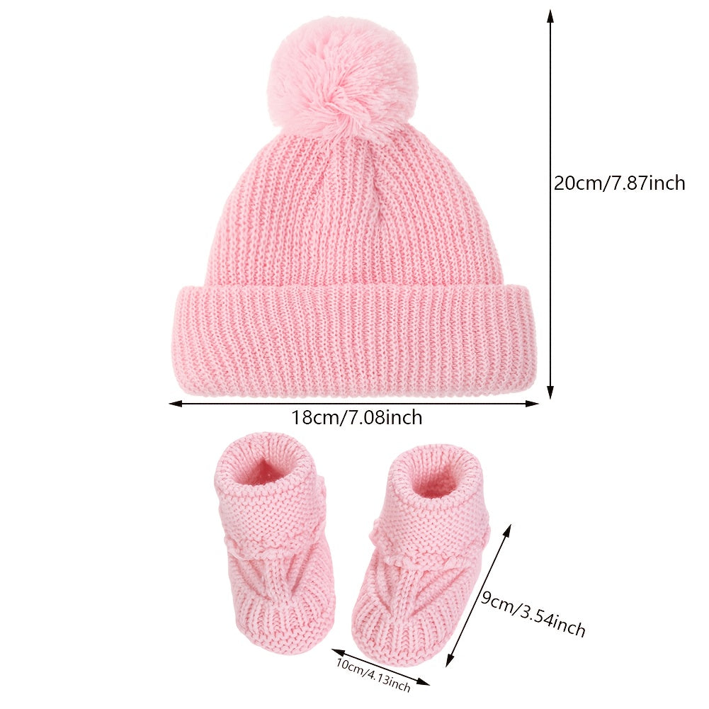 🎄 2pcs Christmas Baby Turban Hats & Crochet Socks Set