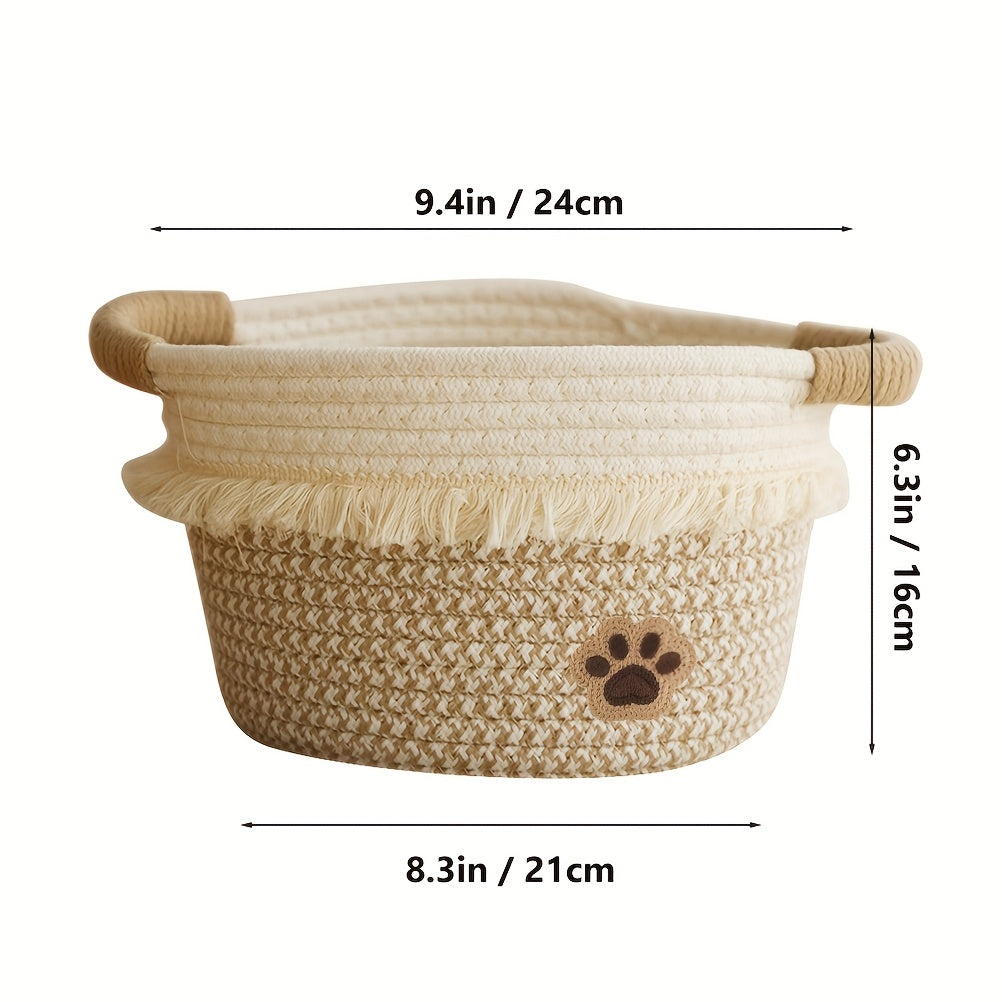 🧺 Boho Chic Woven Rope Storage Basket with Tassels