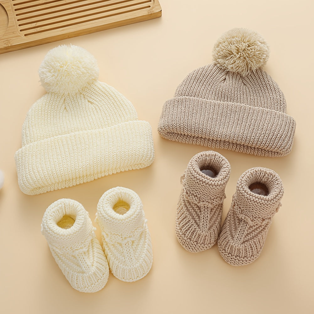 🎄 2pcs Christmas Baby Turban Hats & Crochet Socks Set