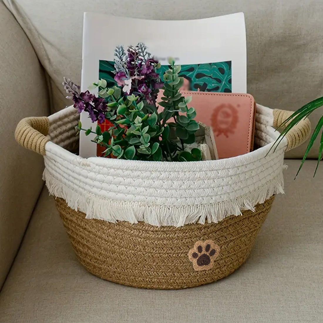 🧺 Boho Chic Woven Rope Storage Basket with Tassels