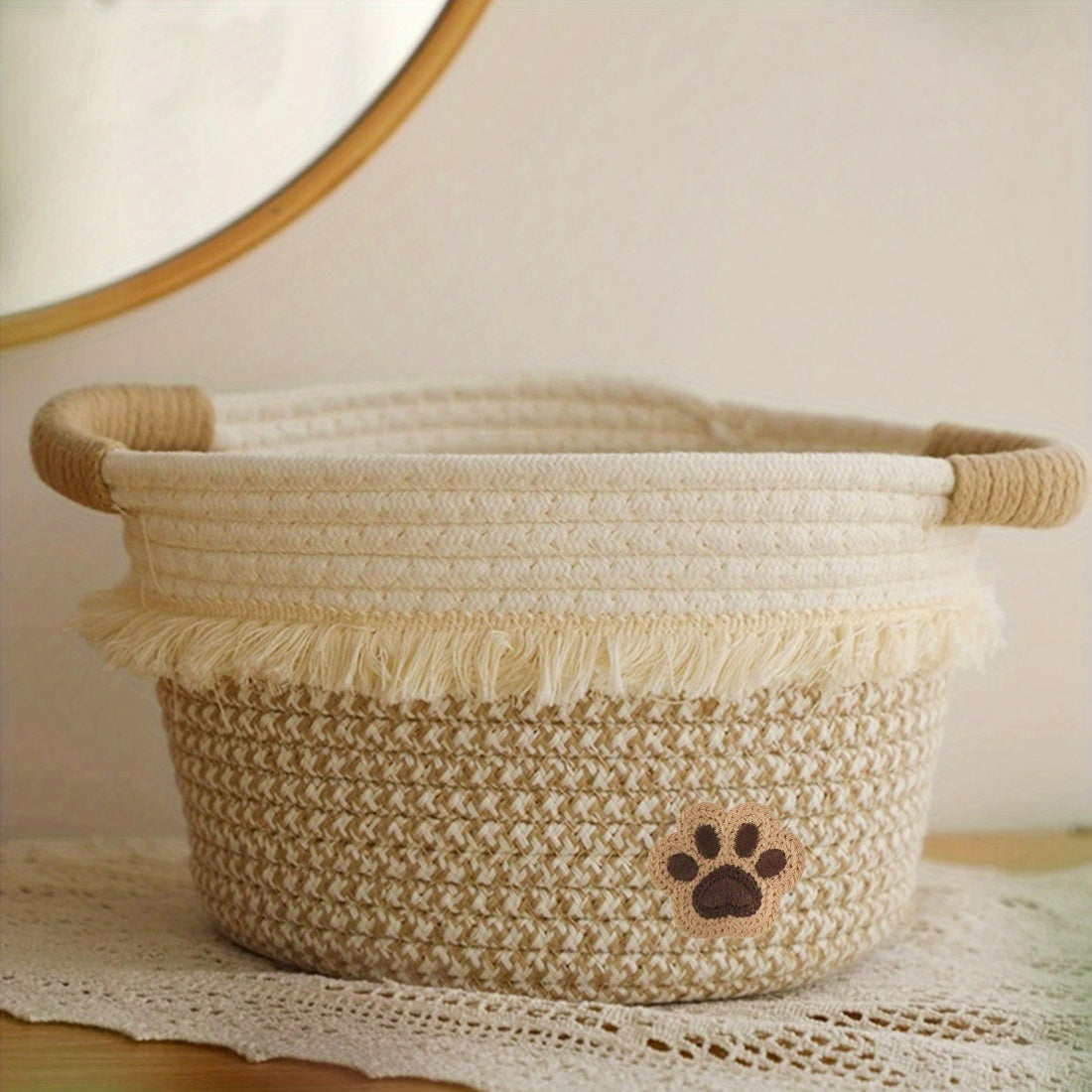 🧺 Boho Chic Woven Rope Storage Basket with Tassels