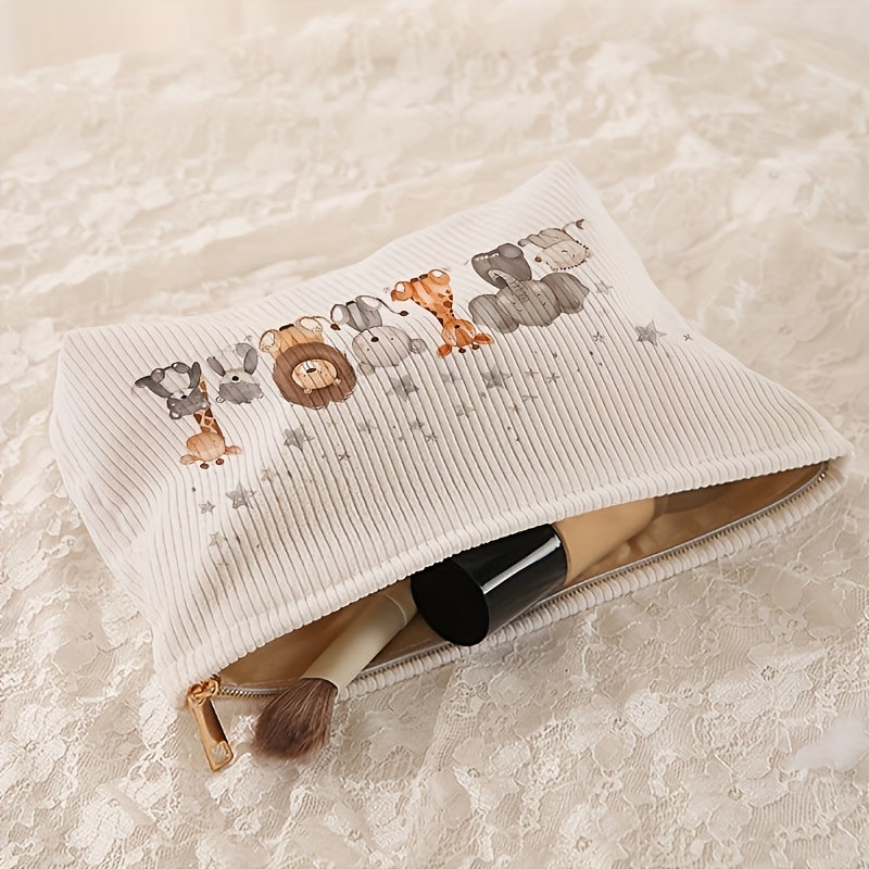 🐻 Adorable Animal Corduroy Makeup Bag