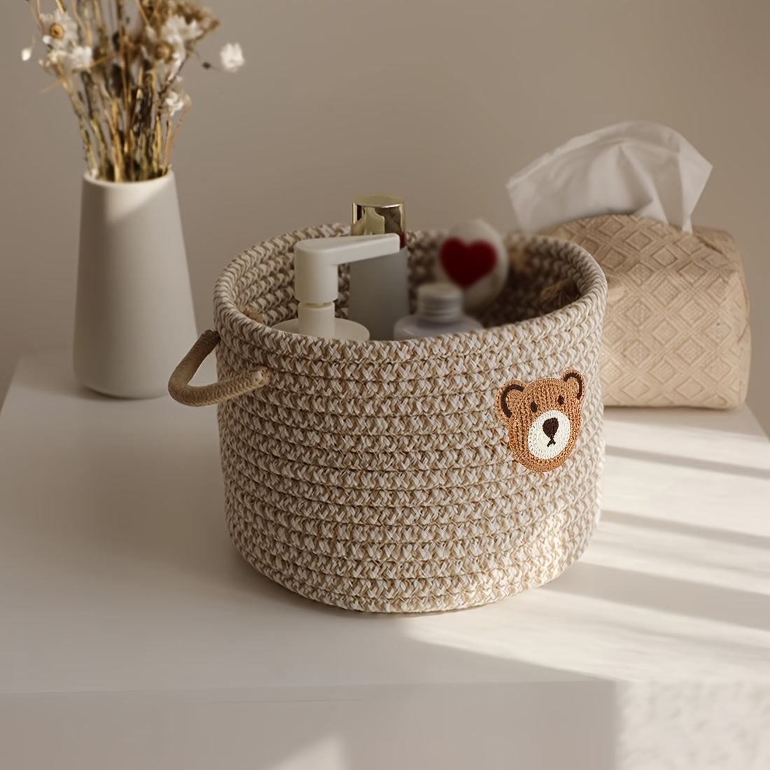 🧸 Inwagui Cute Bear Woven Storage Basket
