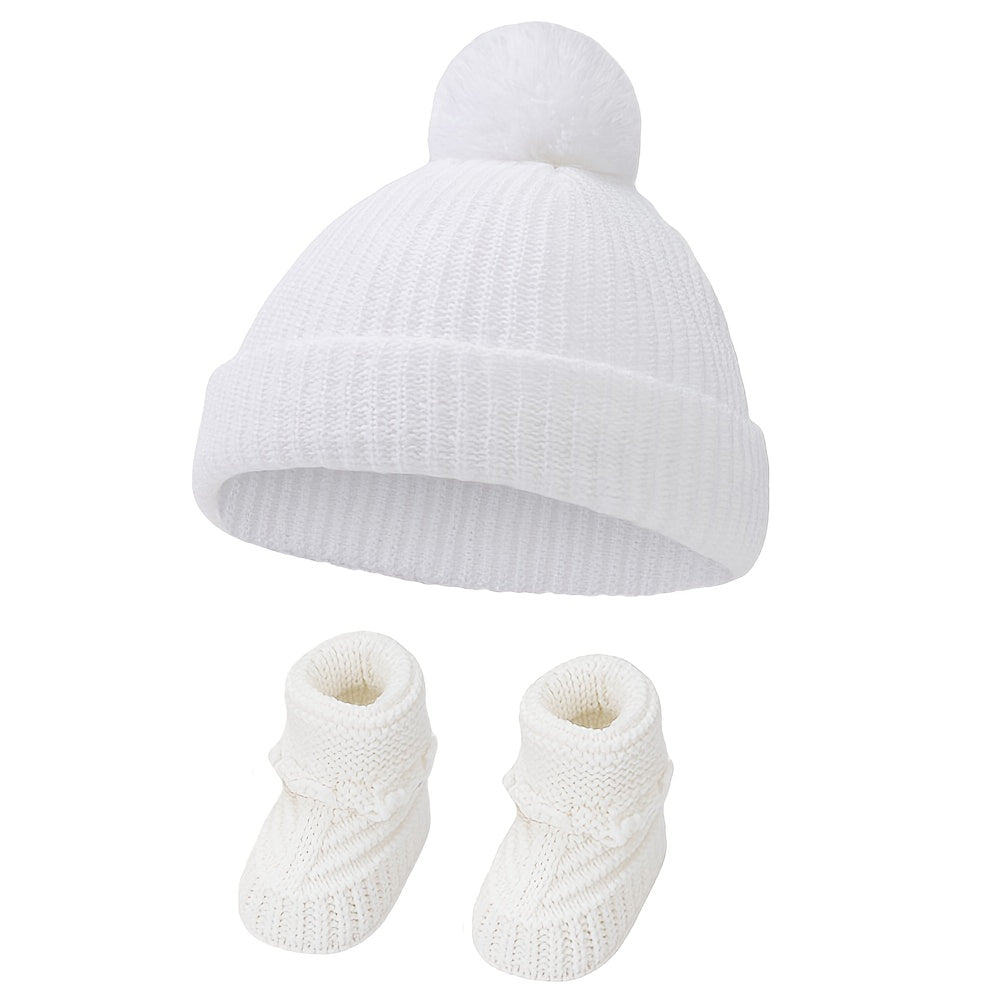 🎄 2pcs Christmas Baby Turban Hats & Crochet Socks Set