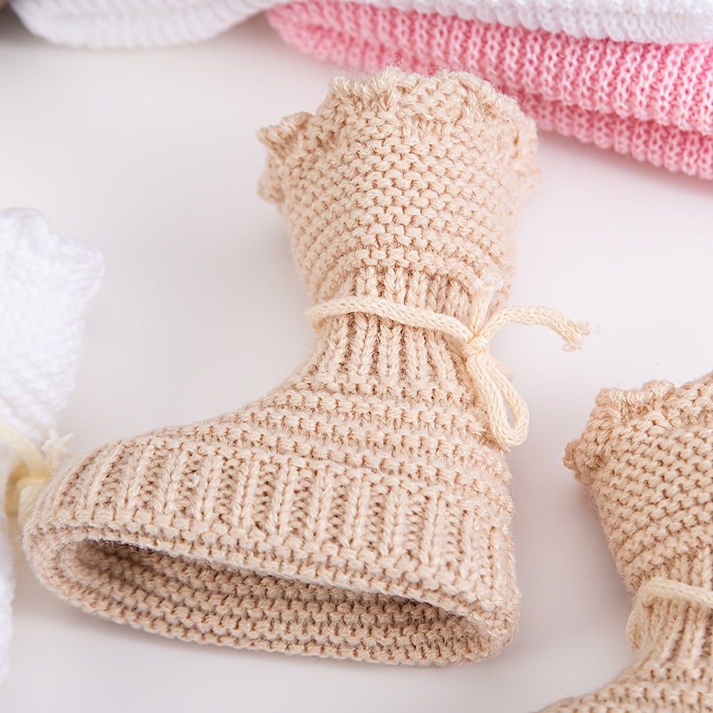 🎄 2pcs Christmas Baby Turban Hats & Crochet Socks Set