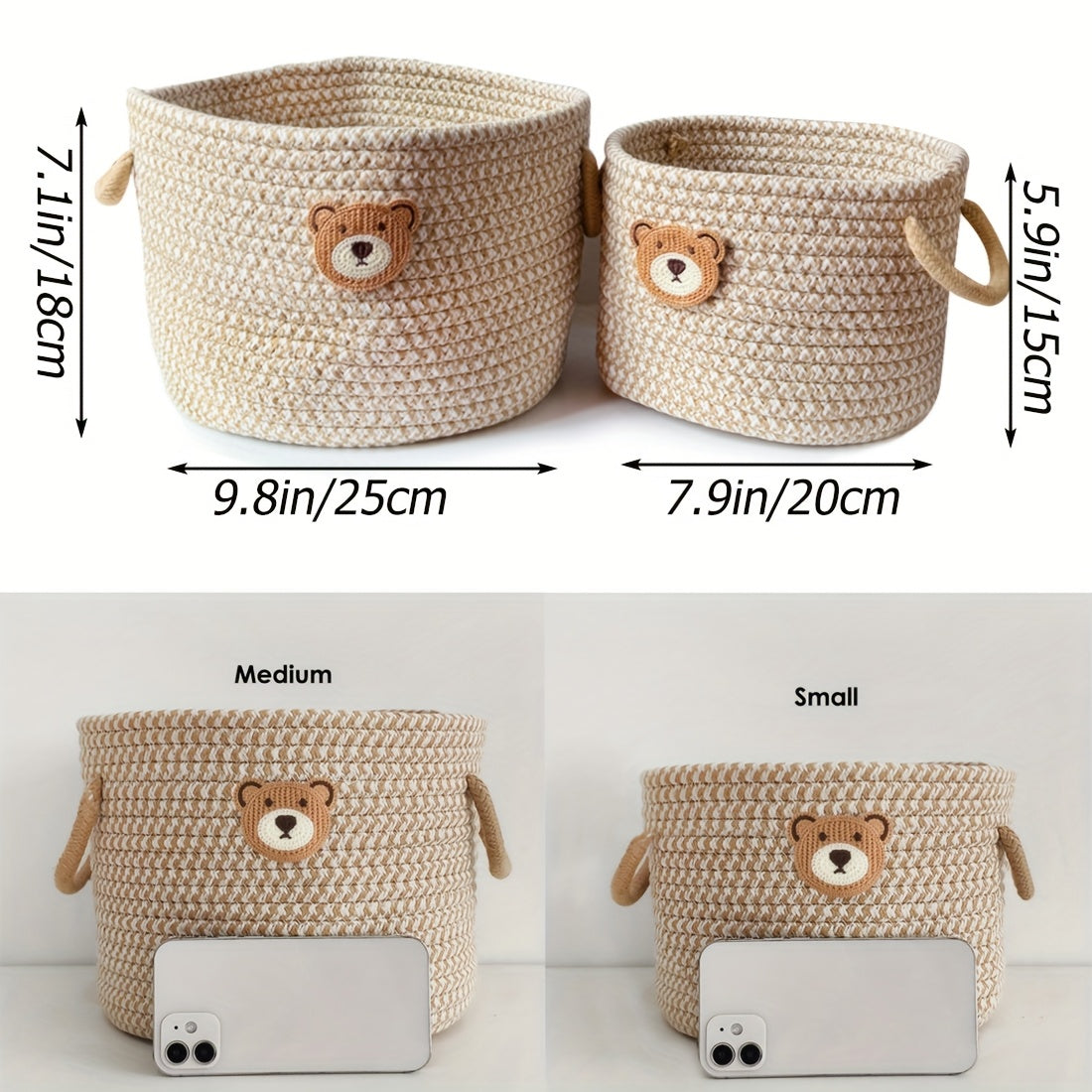 🧸 Inwagui Cute Bear Woven Storage Basket