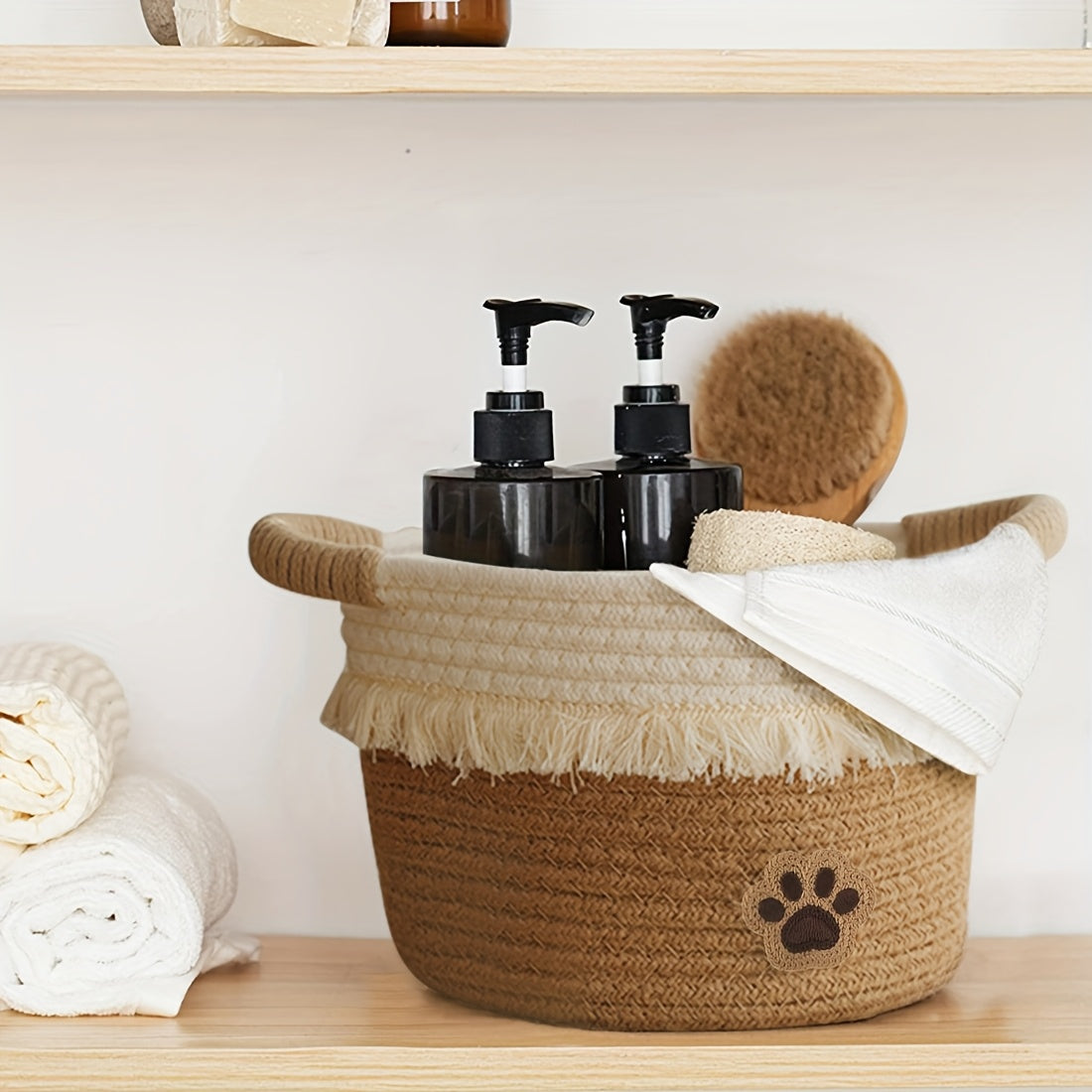 🧺 Boho Chic Woven Rope Storage Basket with Tassels
