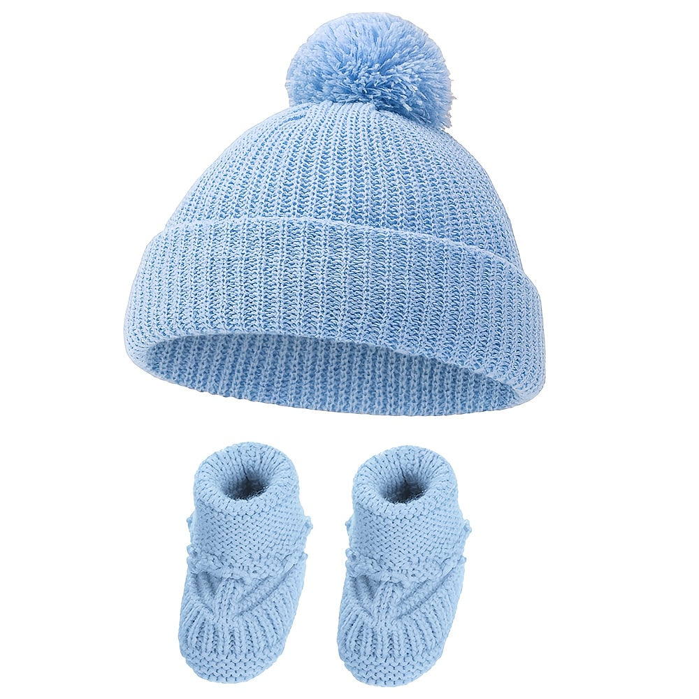 🎄 2pcs Christmas Baby Turban Hats & Crochet Socks Set