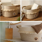 🧺 Boho Chic Woven Rope Storage Basket with Tassels