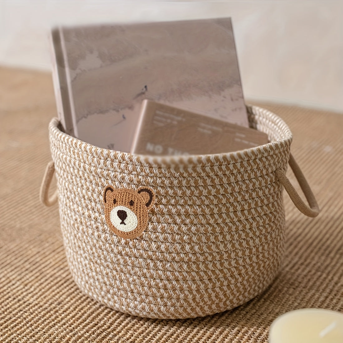 🧸 Inwagui Cute Bear Woven Storage Basket