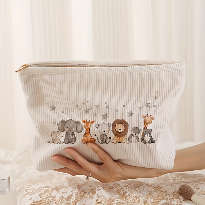 🐻 Adorable Animal Corduroy Makeup Bag