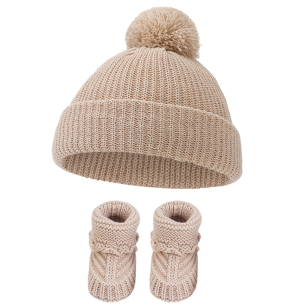 🎄 2pcs Christmas Baby Turban Hats & Crochet Socks Set