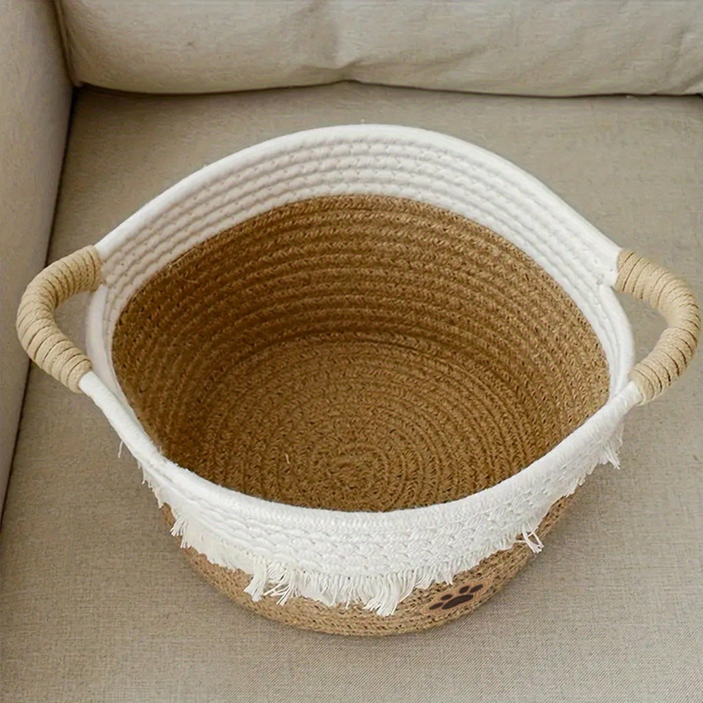 🧺 Boho Chic Woven Rope Storage Basket with Tassels