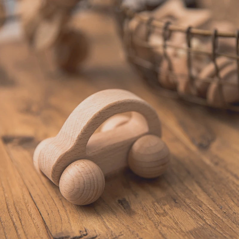 Wooden Rattle — Beech Baby Teether & Musical Toy