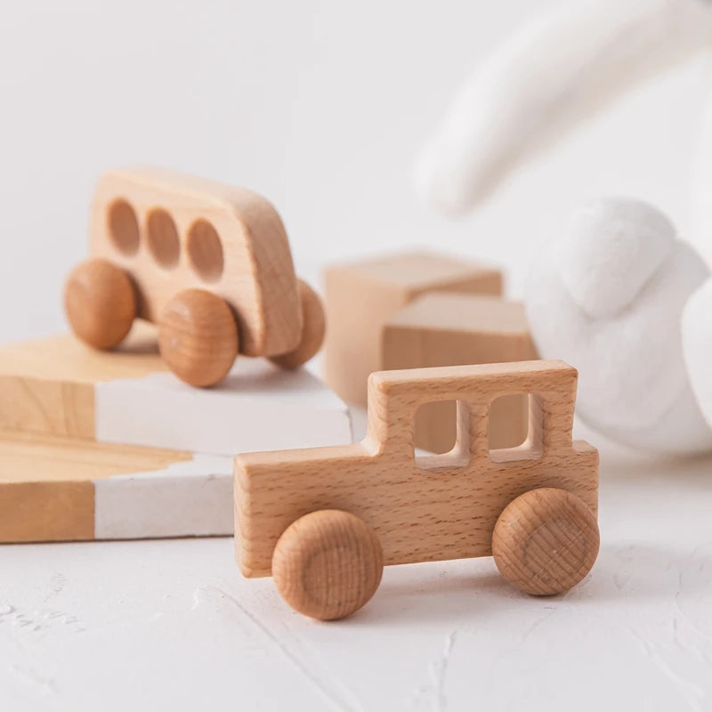 Wooden Baby Car Teether – Dinosaur Edition