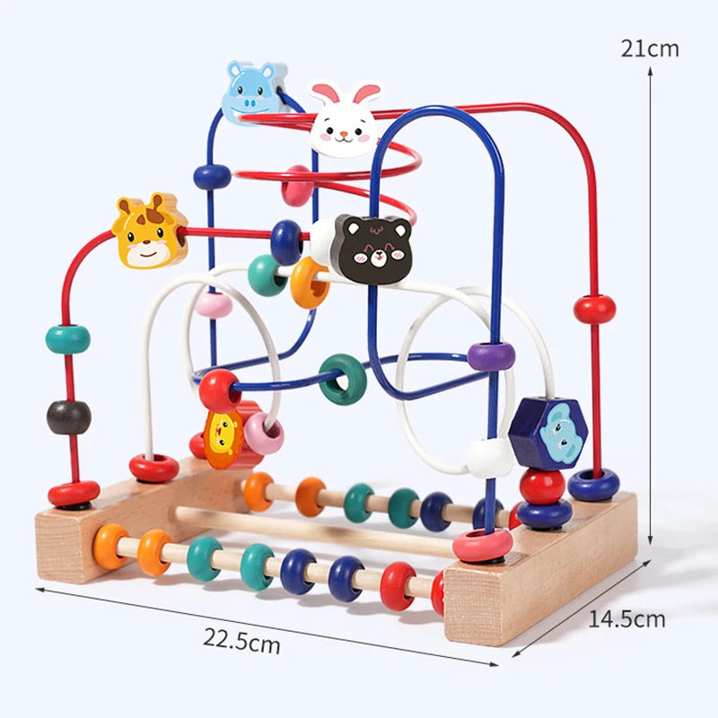 Wooden Bead Maze — Animals, Fruits & Shapes