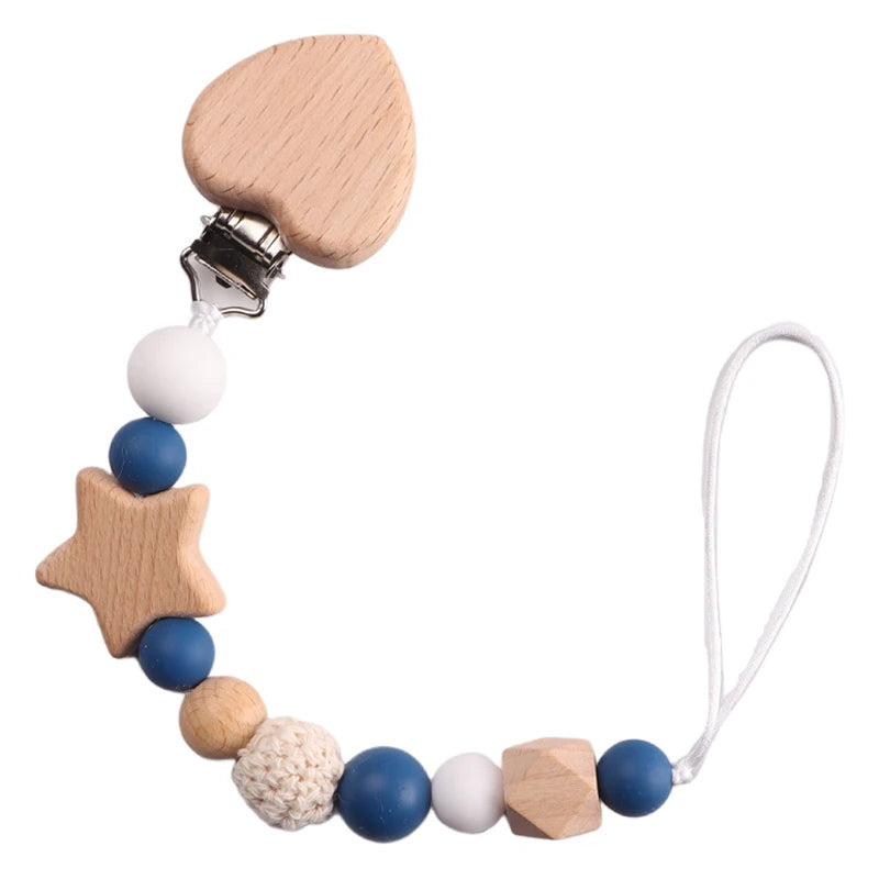 Wood & Silicone Pacifier Chain — 26cm