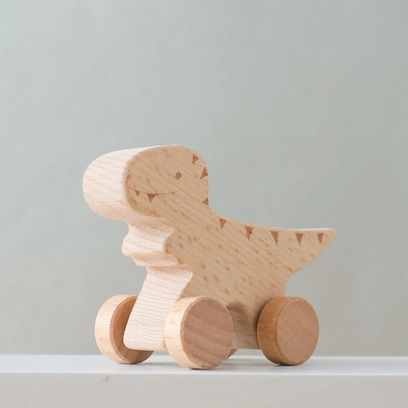 Wooden Baby Car Teether – Dinosaur Edition