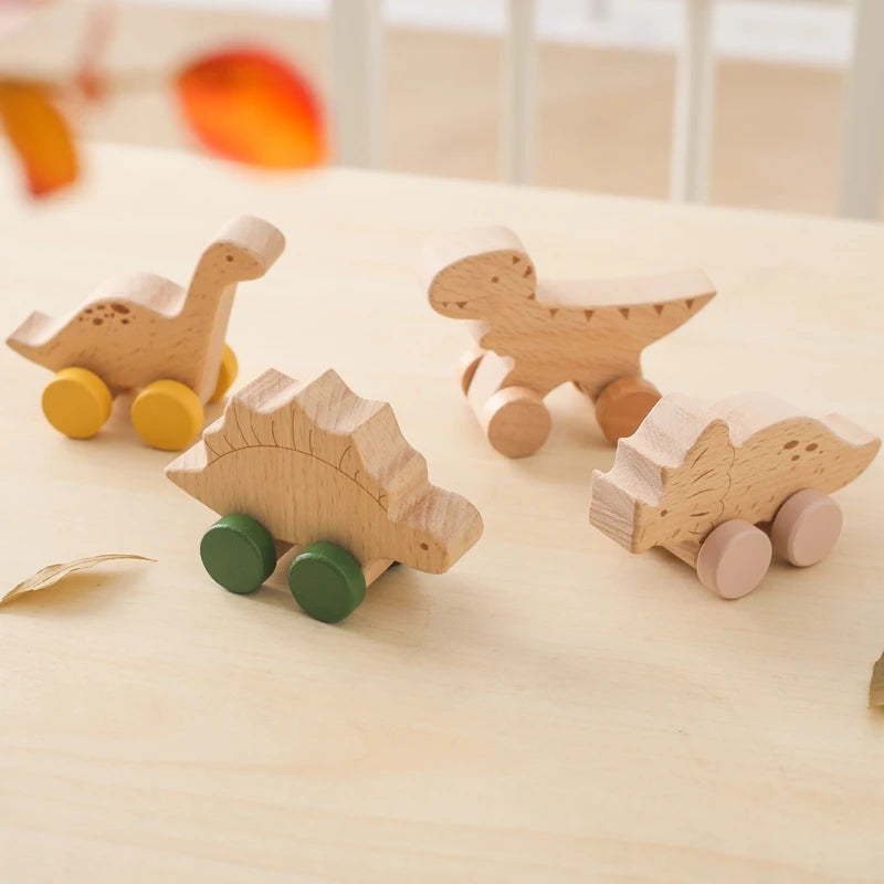 Wooden Baby Car Teether – Dinosaur Edition