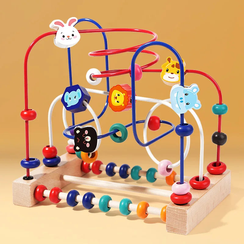 Wooden Bead Maze — Animals, Fruits & Shapes