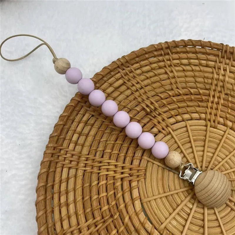 Beech Wood & Silicone Pacifier Clip