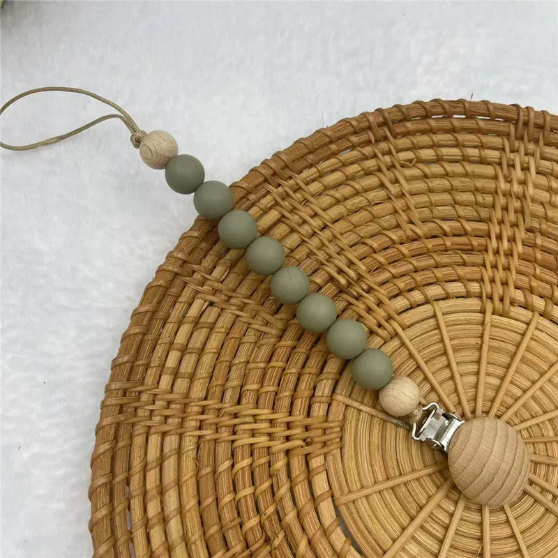 Beech Wood & Silicone Pacifier Clip