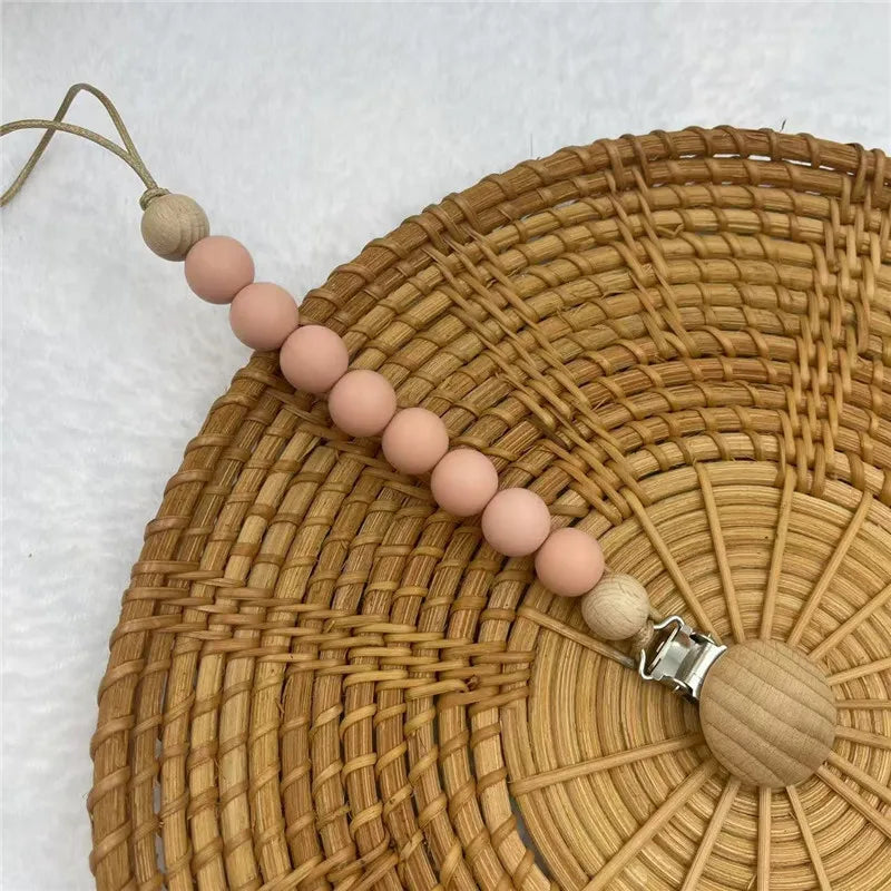 Beech Wood & Silicone Pacifier Clip