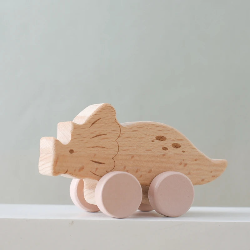 Wooden Baby Car Teether – Dinosaur Edition