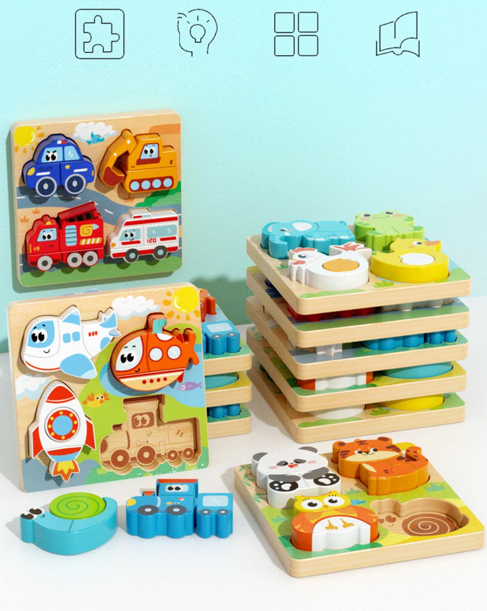 Puzzle Cartoon Animals Cognitive