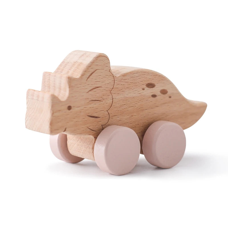 Wooden Baby Car Teether – Dinosaur Edition