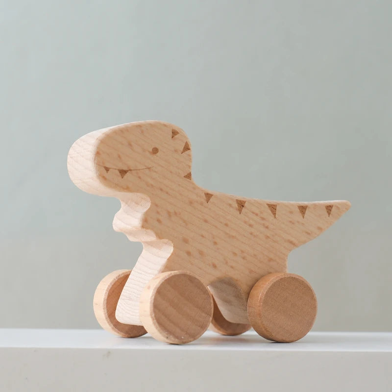 Wooden Baby Car Teether – Dinosaur Edition