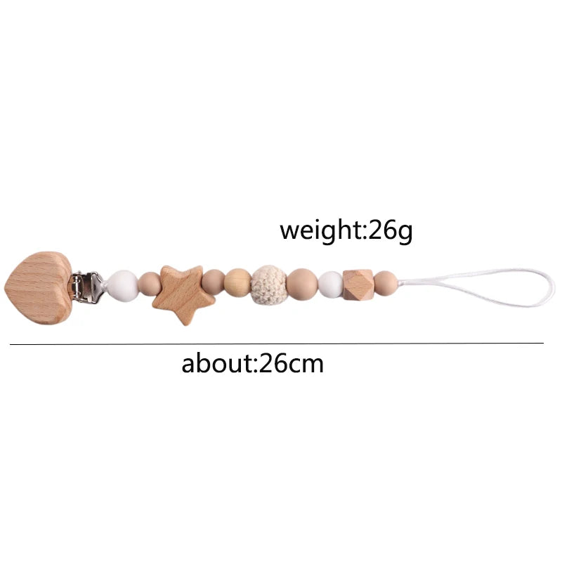 Wood & Silicone Pacifier Chain — 26cm