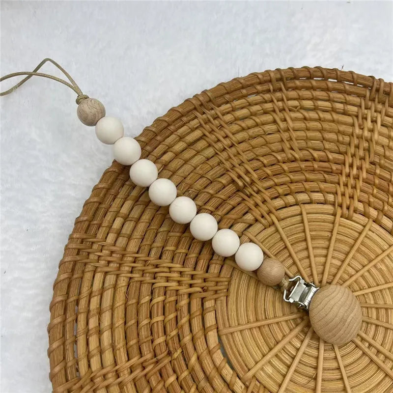 Beech Wood & Silicone Pacifier Clip