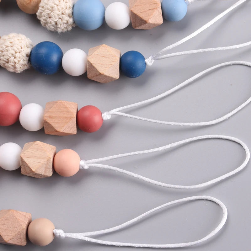 Wood & Silicone Pacifier Chain — 26cm