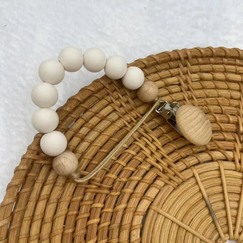 Beech Wood & Silicone Pacifier Clip