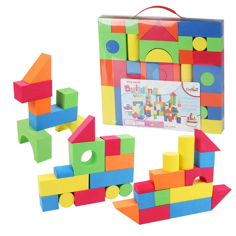 46-Piece Soft EVA Building Blocks – STEM Educational Toy