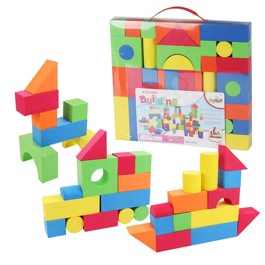 46-Piece Soft EVA Building Blocks – STEM Educational Toy
