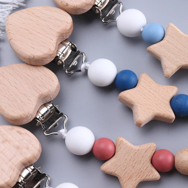 Wood & Silicone Pacifier Chain — 26cm