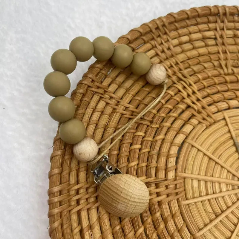 Beech Wood & Silicone Pacifier Clip