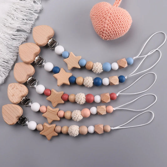 Wood & Silicone Pacifier Chain — 26cm