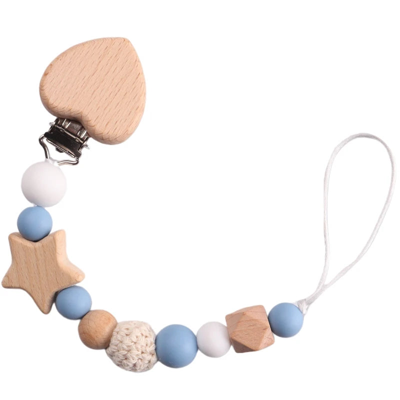 Wood & Silicone Pacifier Chain — 26cm