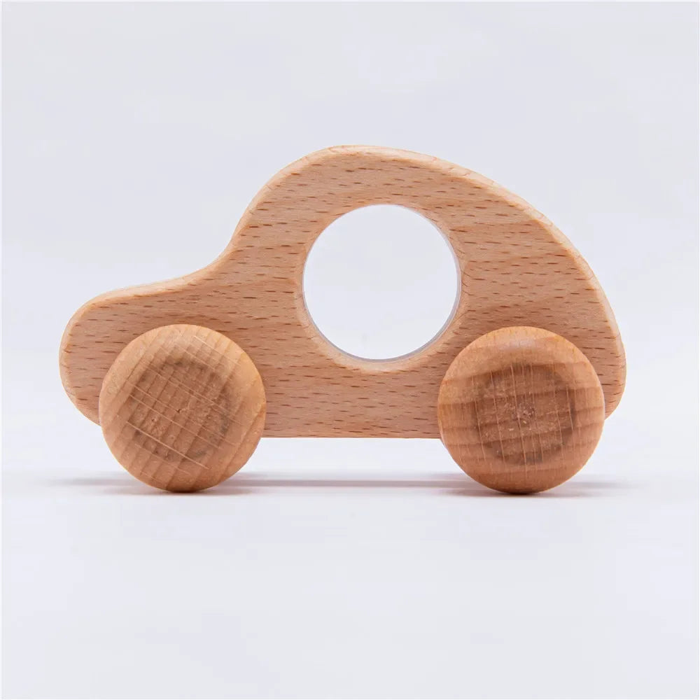 Wooden Baby Car Teether – Dinosaur Edition