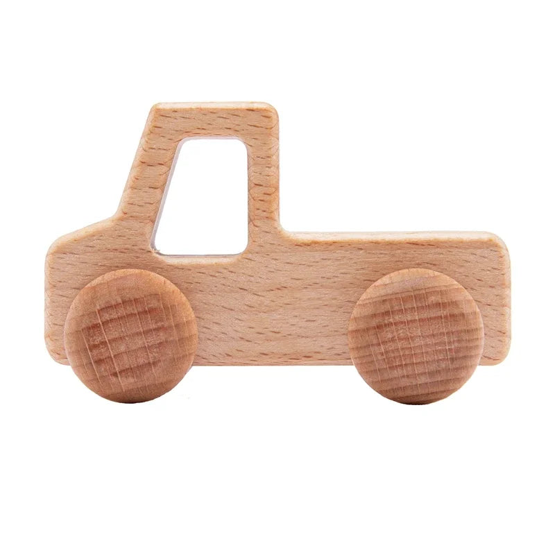 Wooden Baby Car Teether – Dinosaur Edition