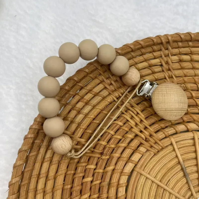 Beech Wood & Silicone Pacifier Clip