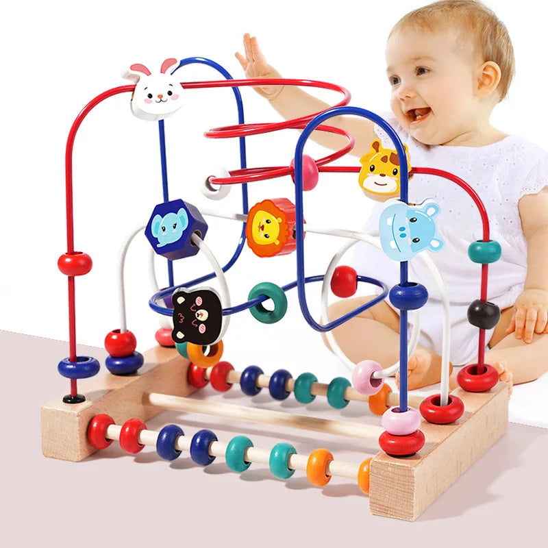 Wooden Bead Maze — Animals, Fruits & Shapes