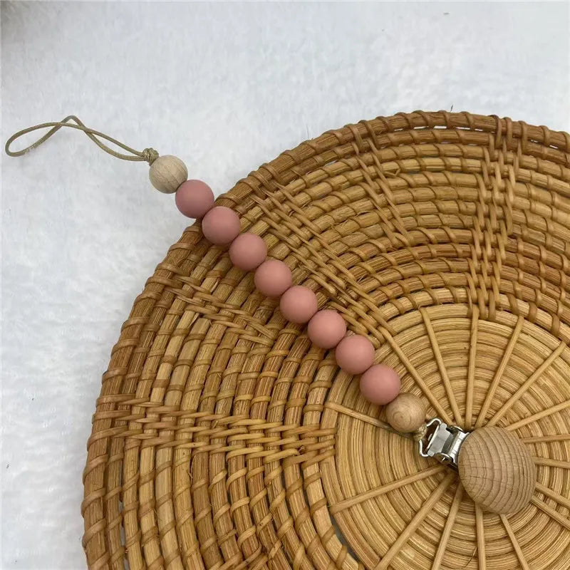Beech Wood & Silicone Pacifier Clip