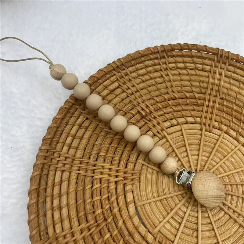Beech Wood & Silicone Pacifier Clip